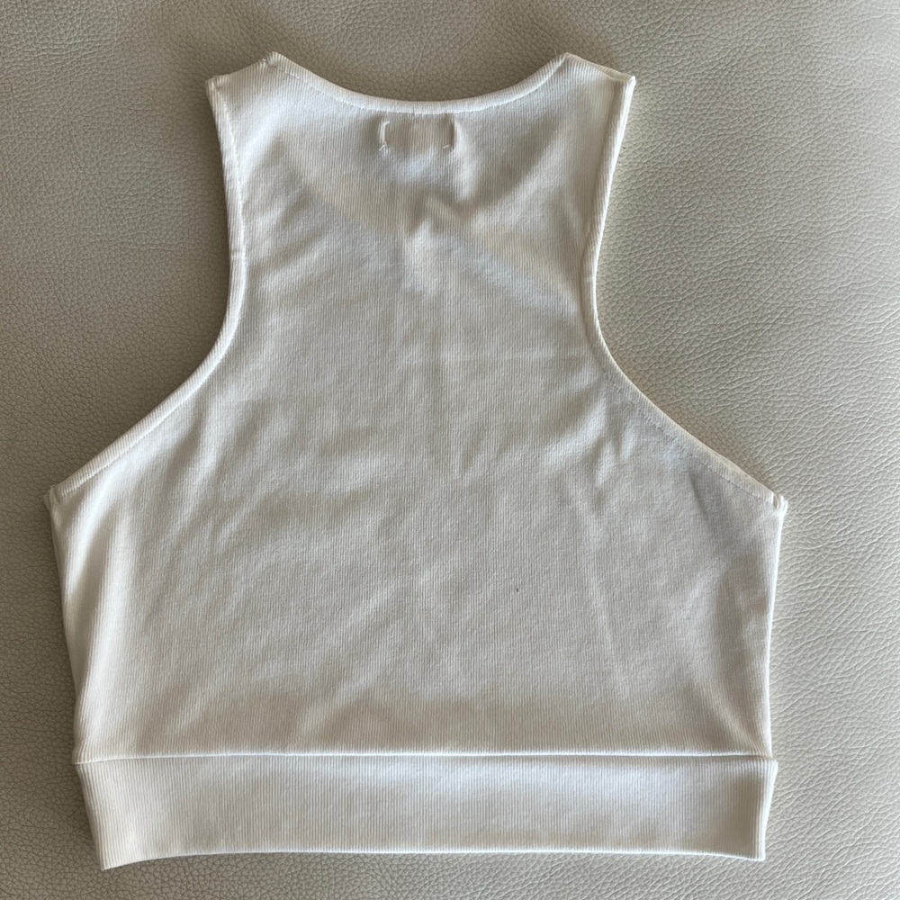 Women's Cream Ribbed Tank Top - Picture 3 of 3